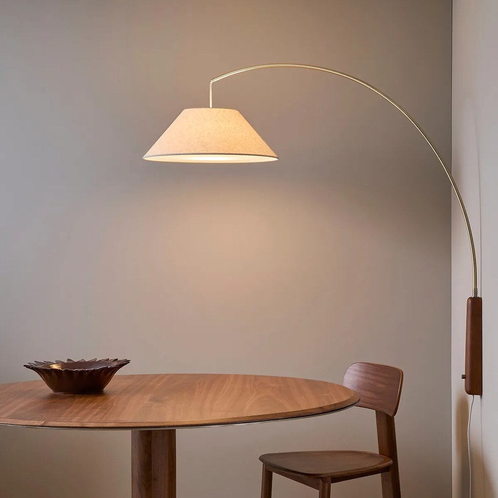Gelede wandlamp in gebeitst eiken en linnen, NESTWOOD