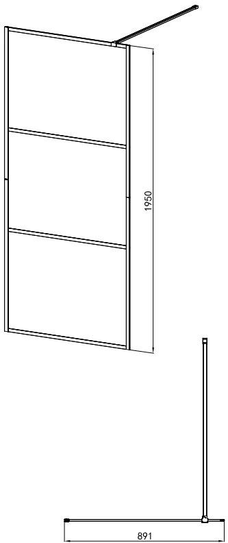 Badstuber Femm douchewand 90x195cm zwart