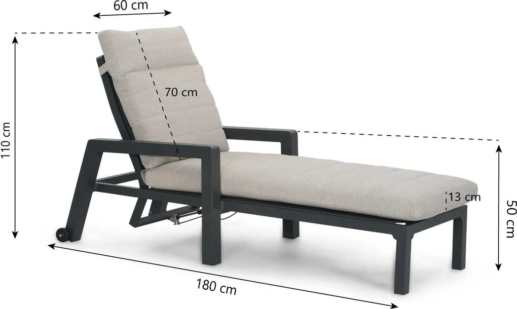 Lifestyle Garden Furniture Evora Ligbed Verstelbaar Aluminium Grijs
