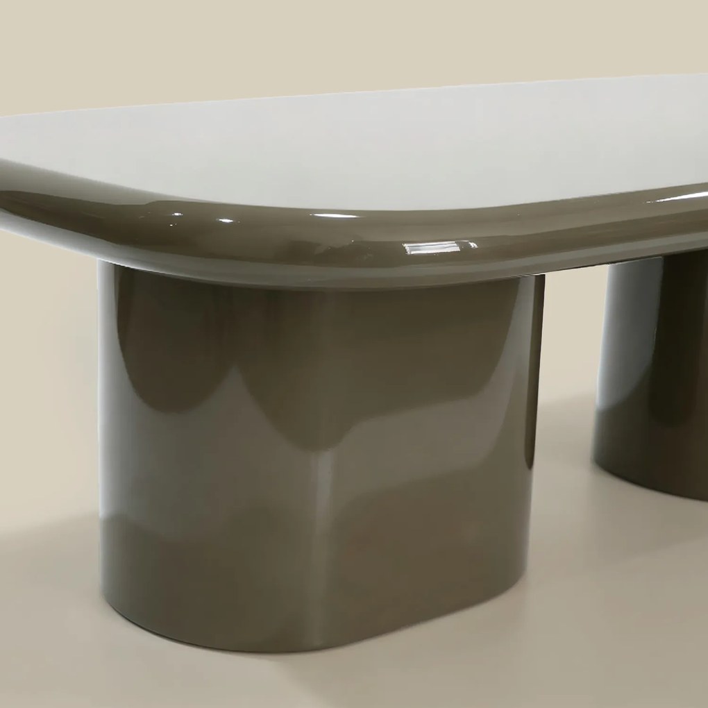 Ovale Salontafel Hoogglans Taupe - 119 X 59.5cm.
