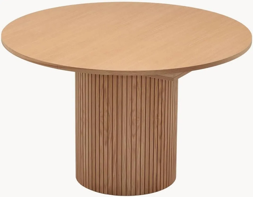 Uitschuifbare ronde eettafel Toscana van eikenhout, Ø 120-160 cm