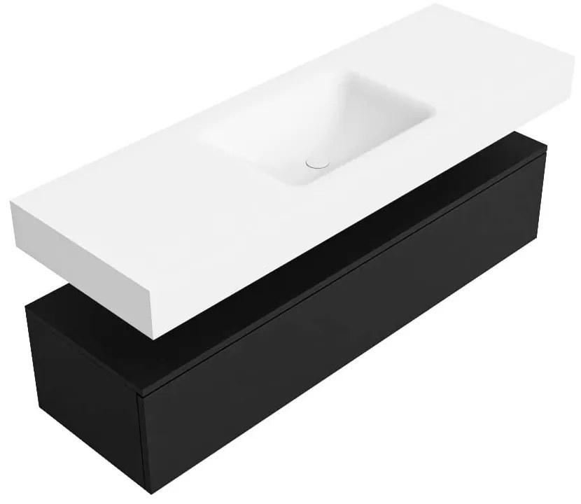 Zaro Alan badmeubel 140cm urban 1 lade met vrijhangende wastafel cloud midden zonder kraangat talc