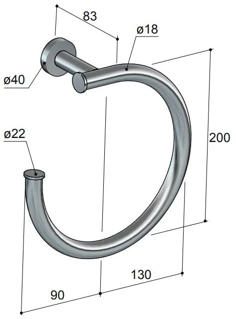 Hotbath Cobber Handdoekring Zwart Chroom CBA08