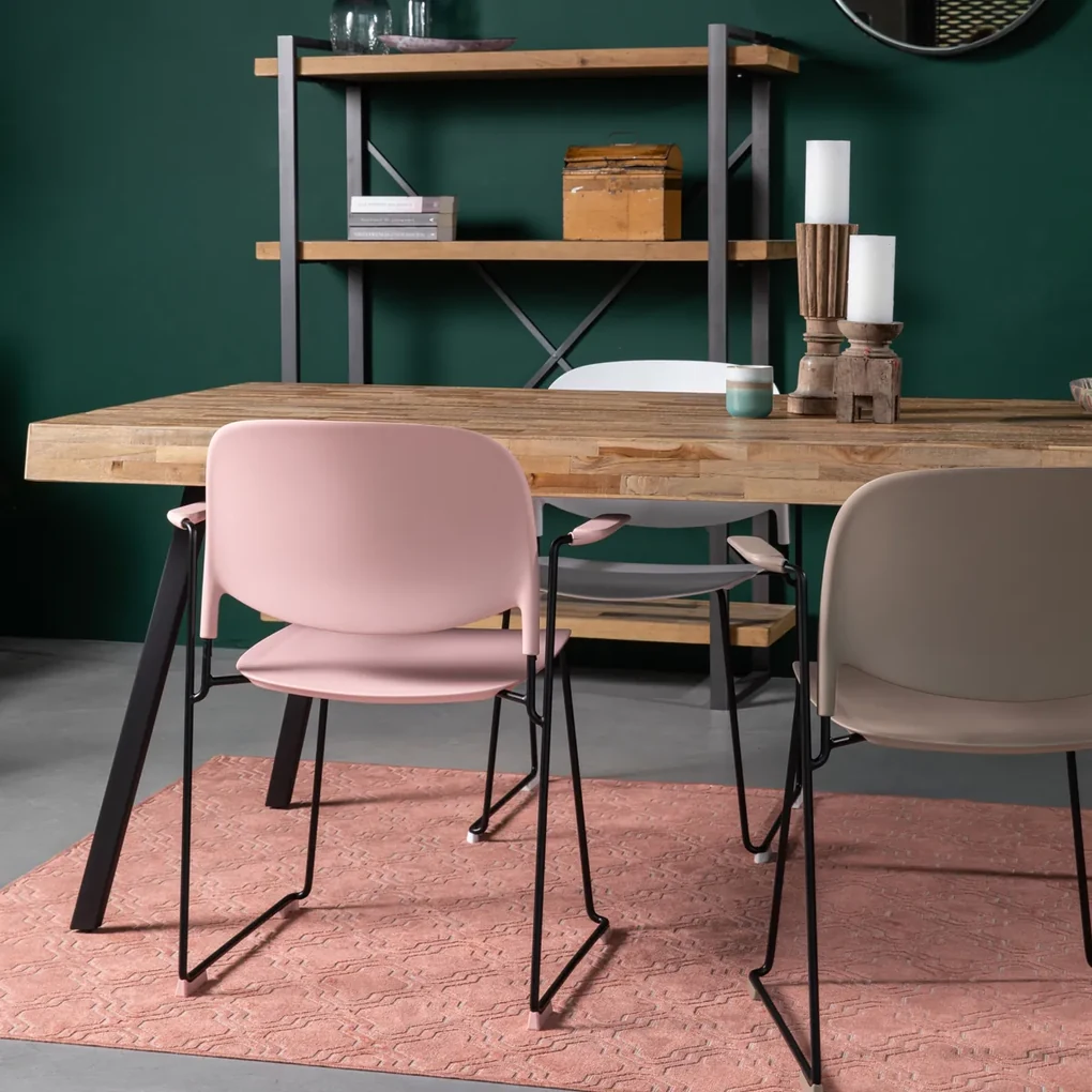 Stapelbare Design Stoel Met Arm Roze