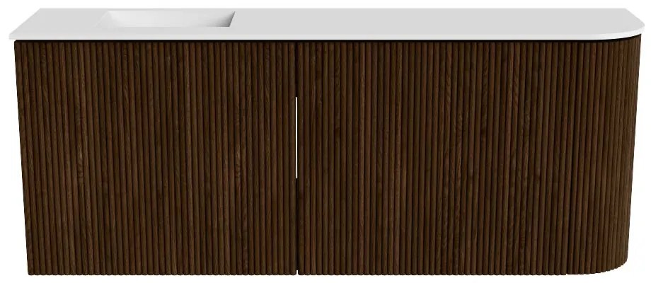 Mondiaz Joya 100cm toiletmeubel ronding rechts walnut met wastafel faye links 1 kraangat talc