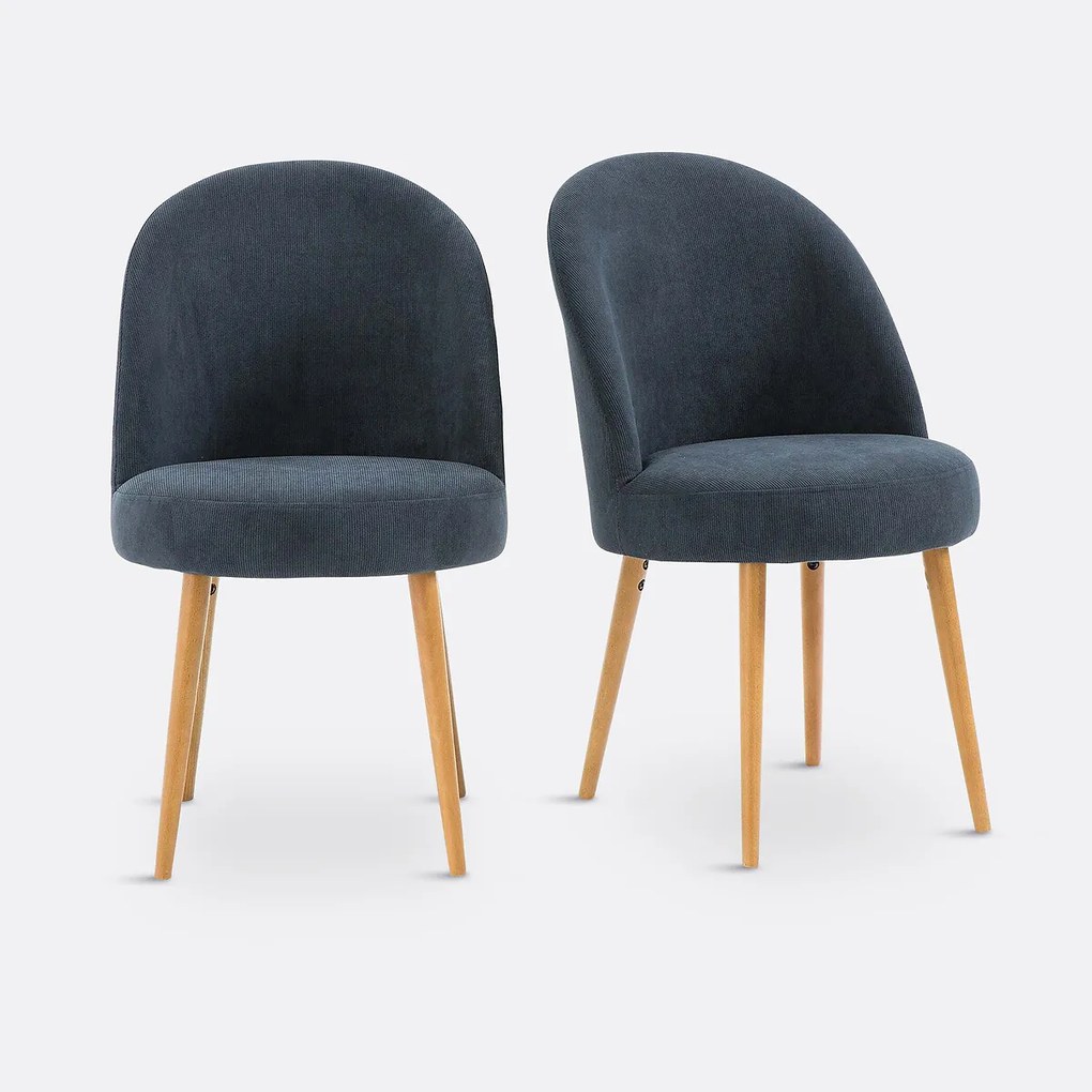 Set van 2 tafelfauteuils in geribd fluweel, Lenou