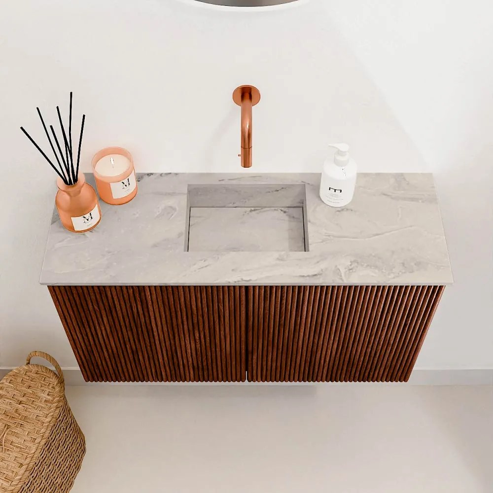 Mondiaz Joya DLux 70cm toiletmeubel ruby met wastafel faye midden zonder kraangat glace