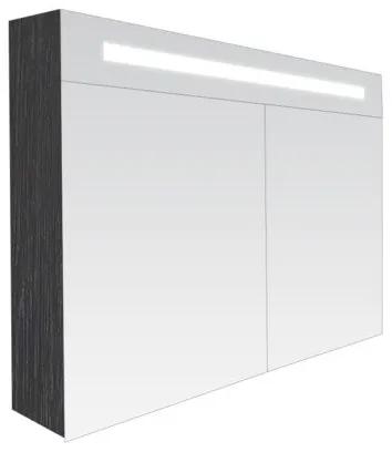 Saniclass Double Face spiegelkast 120x70x15cm 2 deuren met LED verlichting Black Wood 7057