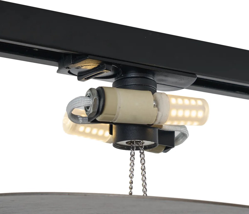 Moderne plafondlamp gunmetal voor railsysteem 1-fase 2-lichts - Iconic Pulley