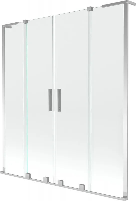 Mexen Velar L Duo badwand-scherm 2-delig schuifbaar 160 x 150 cm, transparant, chroom - 896-160-003-02-01