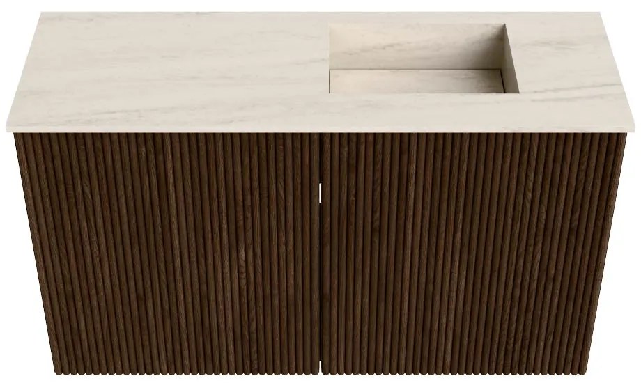 Mondiaz Joya DLux 70cm toiletmeubel walnut met wastafel faye rechts 1 kraangat meli