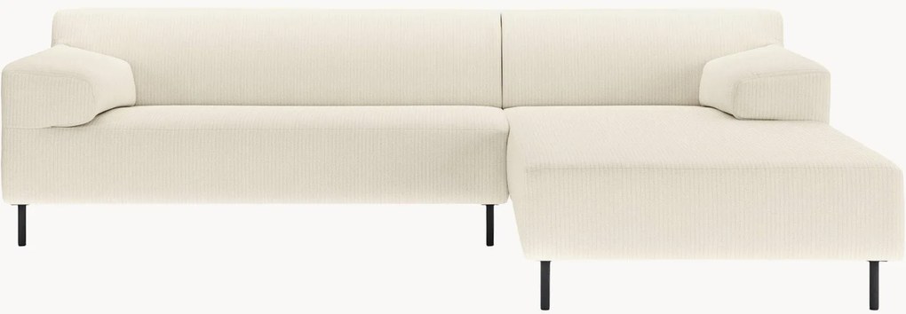 Ribfluwelen hoekbank freistil180, wit/zwart
