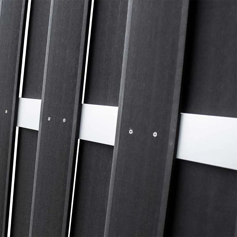 Schutting composiet Capri antraciet met blank aluminium frame (180 x 180 cm)