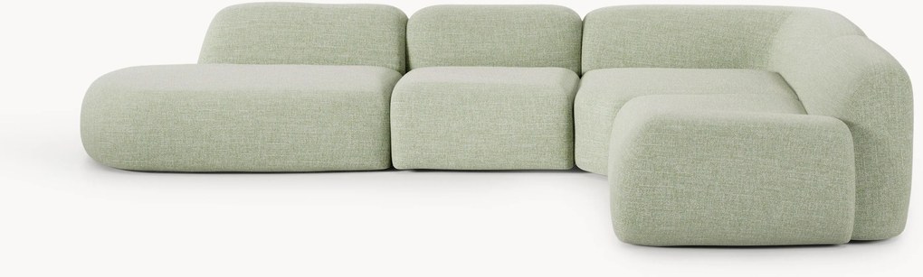 Modulaire bouclé XL hoekbank Wolke met chaise longue