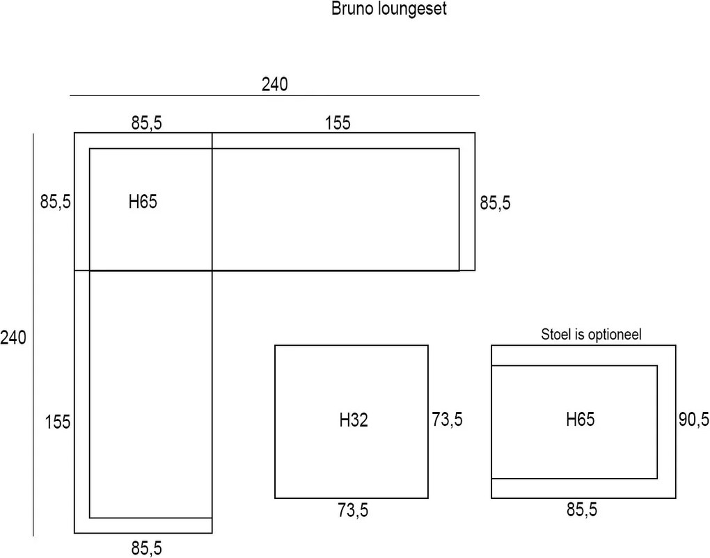 Garden Impressions Bruno loungeset 4-delig - licht grijs