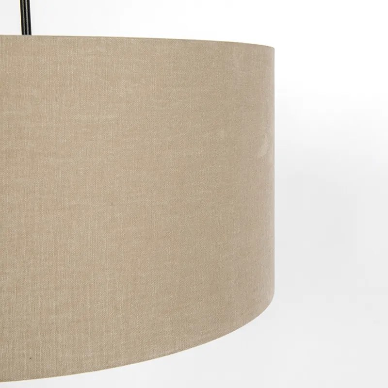 Stoffen Eettafel / Eetkamer Landelijke hanglamp zwart met beige kap 50cm - Combi Modern E27 rond Binnenverlichting Lamp