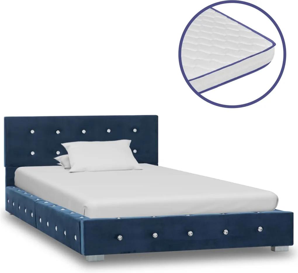 Bed met traagschuim matras fluweel blauw 90x200 cm