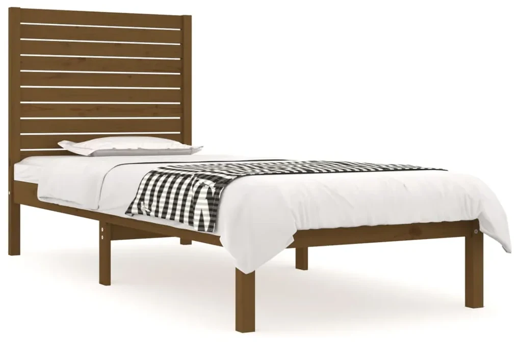 vidaXL Bedframe massief hout honingbruin 75x190 cm 2FT6 Small Single