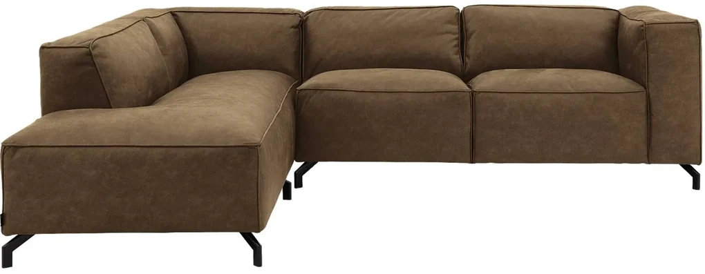 Goossens Bank Calvin groen, micro leer, 2,5-zits, modern design met ligelement links