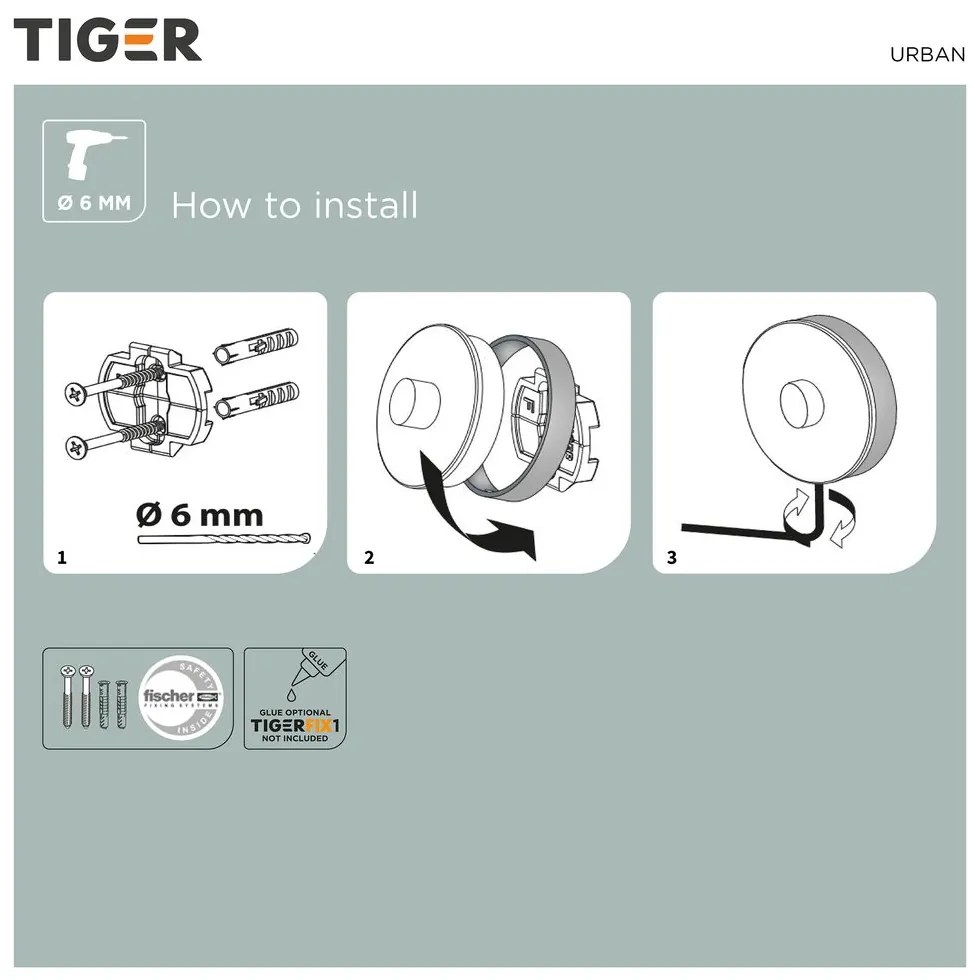 Tiger Urban Toiletrolhouder met klep Zwart