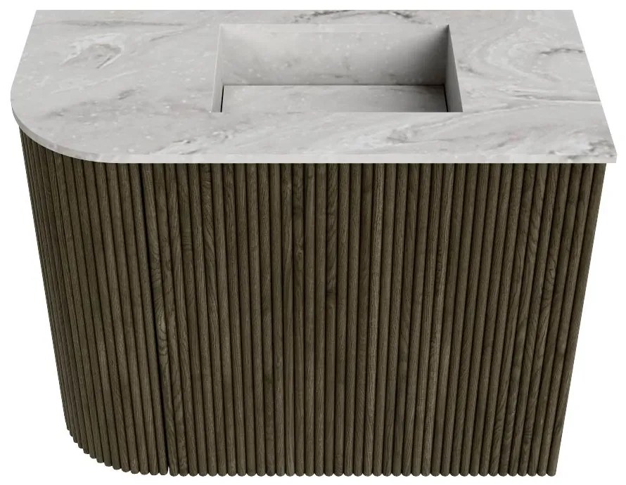 Mondiaz Joya DLux 50cm toiletmeubel ronding links shadow met wastafel faye rechts 1 kraangat glace