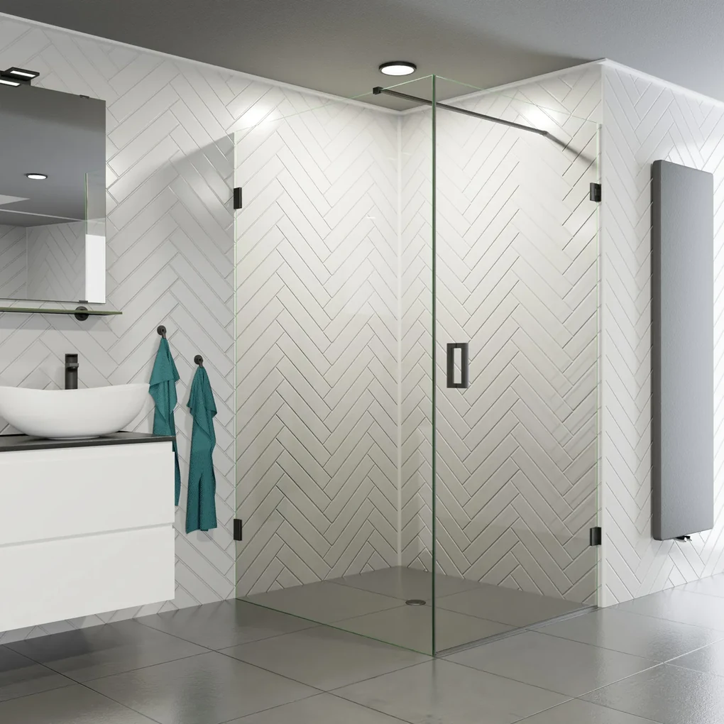 Saniclear Iron profielloze douchecabine 80x80cm met 80cm deur verouderd ijzer - gunmetal