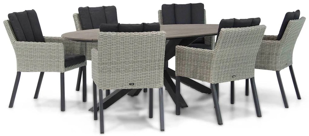 Tuinset 6 personen 220 cm Wicker Grijs Garden Collections Oxbow/Matara