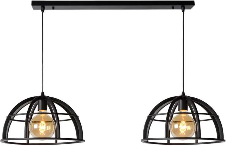Lucide hanglamp Dikra 2 lamp - zwart - 40 cm - Leen Bakker
