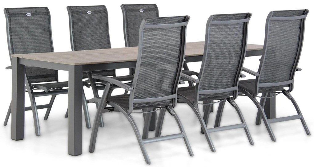 Tuinset 6 personen 240 cm Aluminium/Textileen /Aluminium/textileen Grijs Hartman Summerland/Valley
