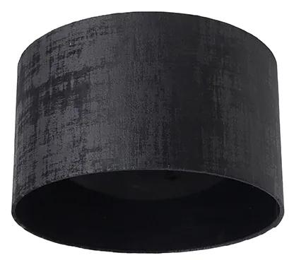 Stoffen Velours lampenkap zwart 35/35/20 Modern cilinder / rond
