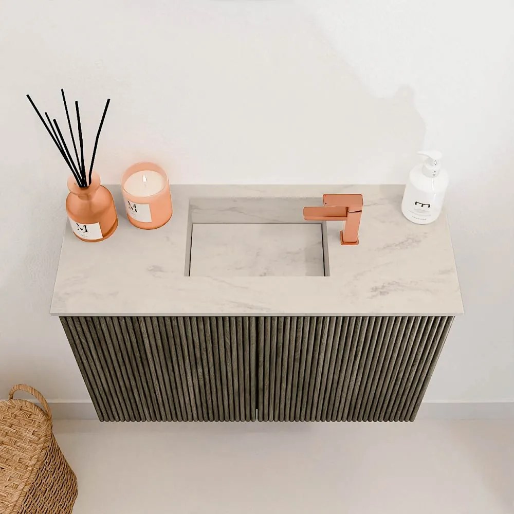 Mondiaz Joya DLux 60cm toiletmeubel shadow met wastafel faye midden 1 kraangat opalo