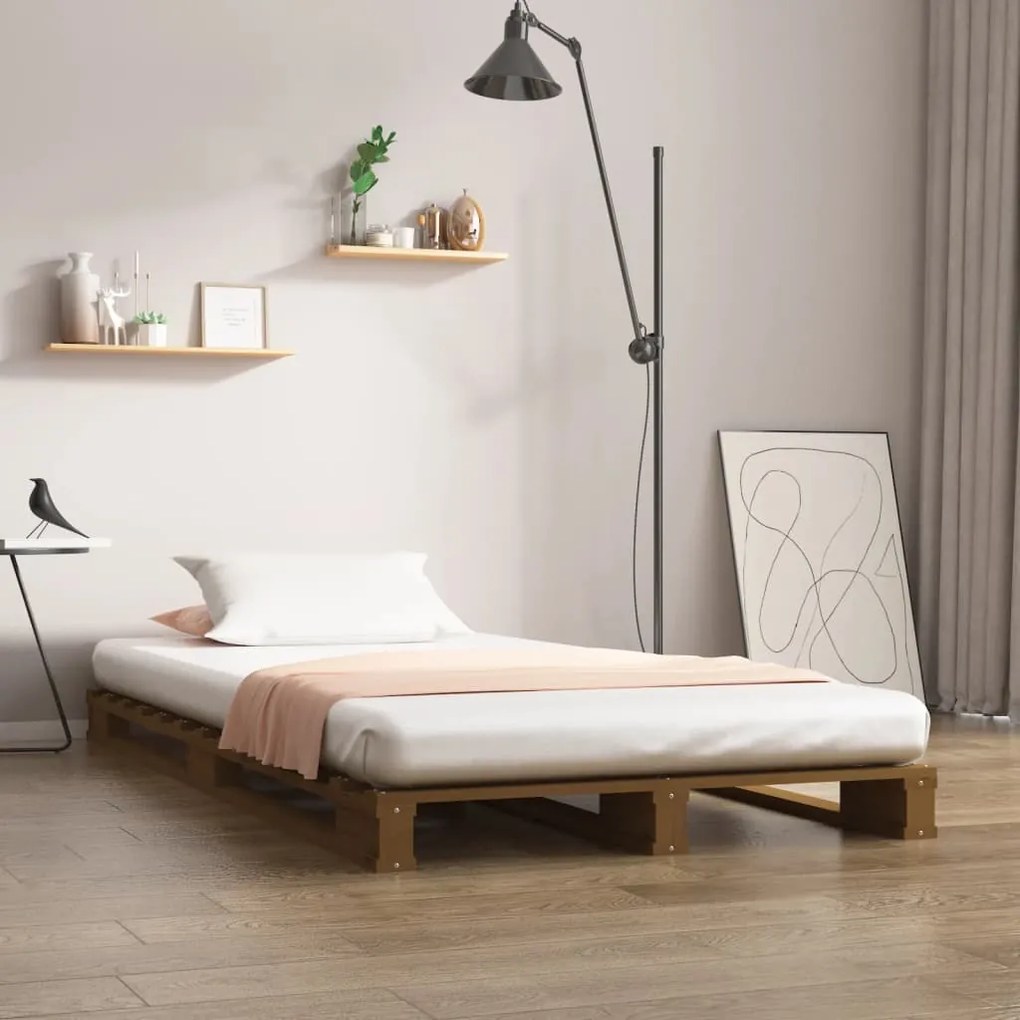 vidaXL Bedframe grenenhout honingbruin 75x190 cm 2FT6 Small Single