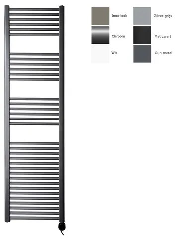 Sanicare electrische design radiator 172 x 45 cm. Gun metal met thermostaat zwart (rechtsonder) HRAEZ451720/M