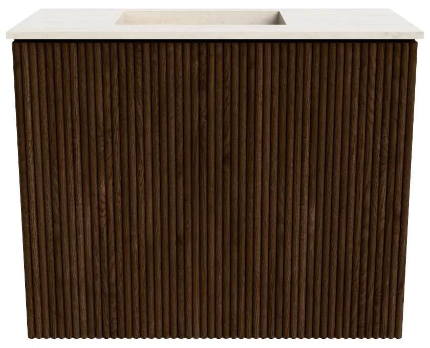 Mondiaz Joya DLux 50cm toiletmeubel walnut met wastafel faye links 1 kraangat meli