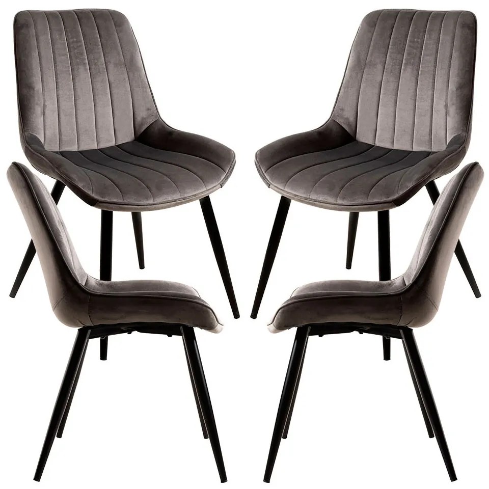 Set van 4 Lene Fluwelen Stoelen