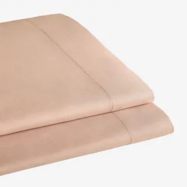 Satijnen Bovenlaken Van 300 Draden Sampras Roze – Hazelnoot & Bed 135/140cm (210 X 280 Cm) - Sklum