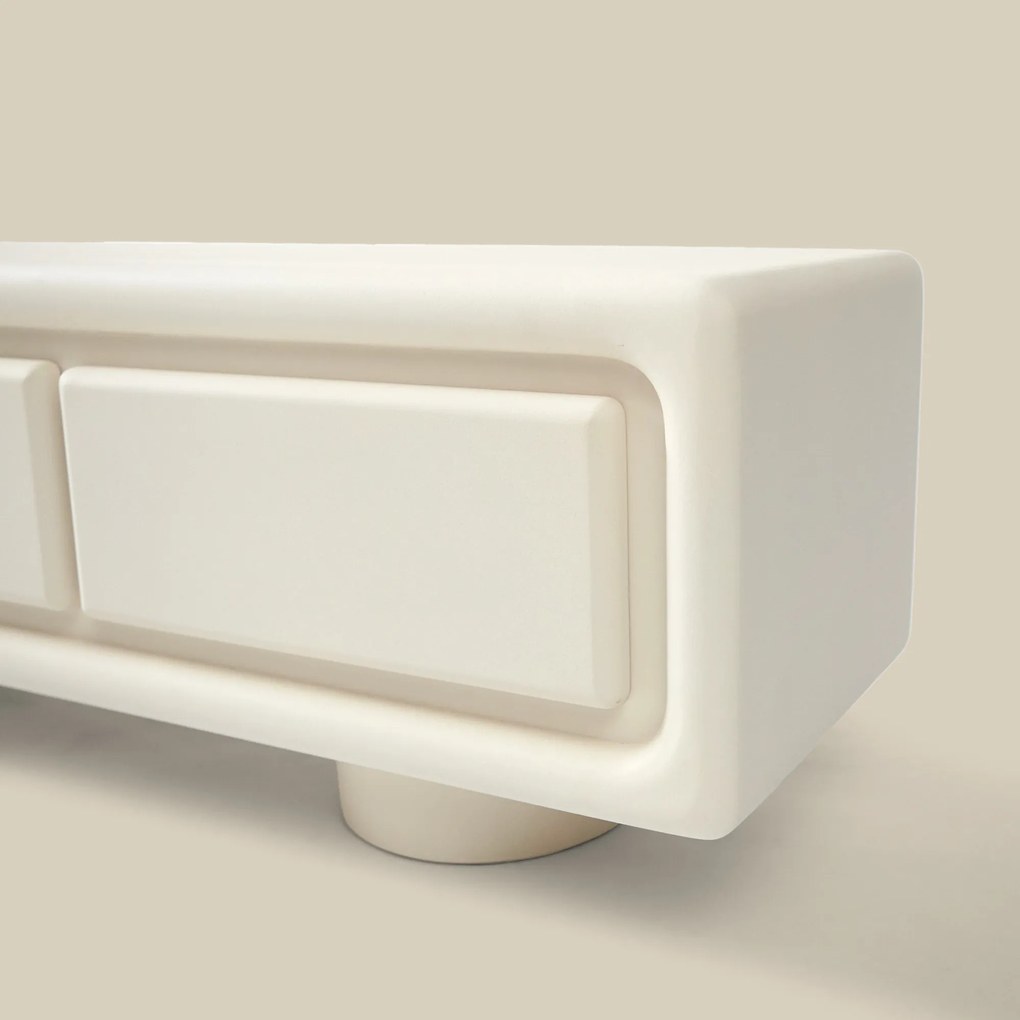 Wit Tv-meubel Organisch Betonlook 200 Cm - 200x40x45cm.