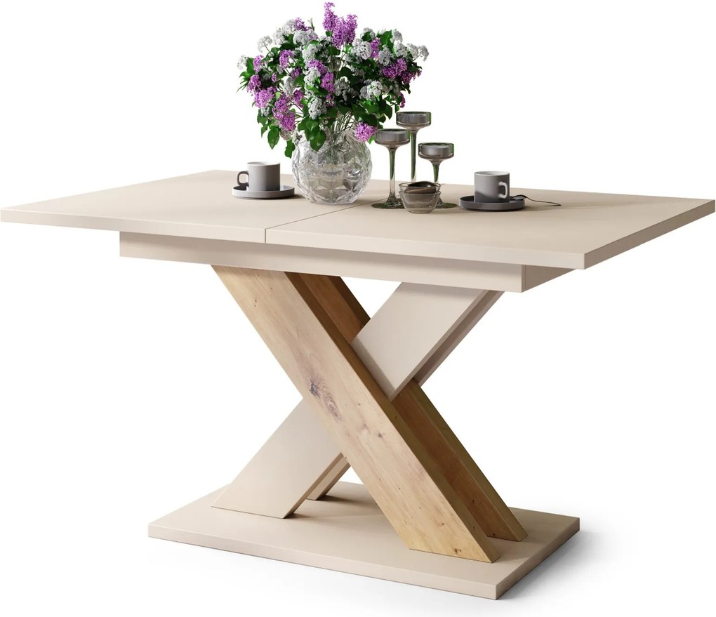 KARO Bruin beige / artisan eik - MODERNE UITSCHUIFBARE TAFELOP 180 cm!