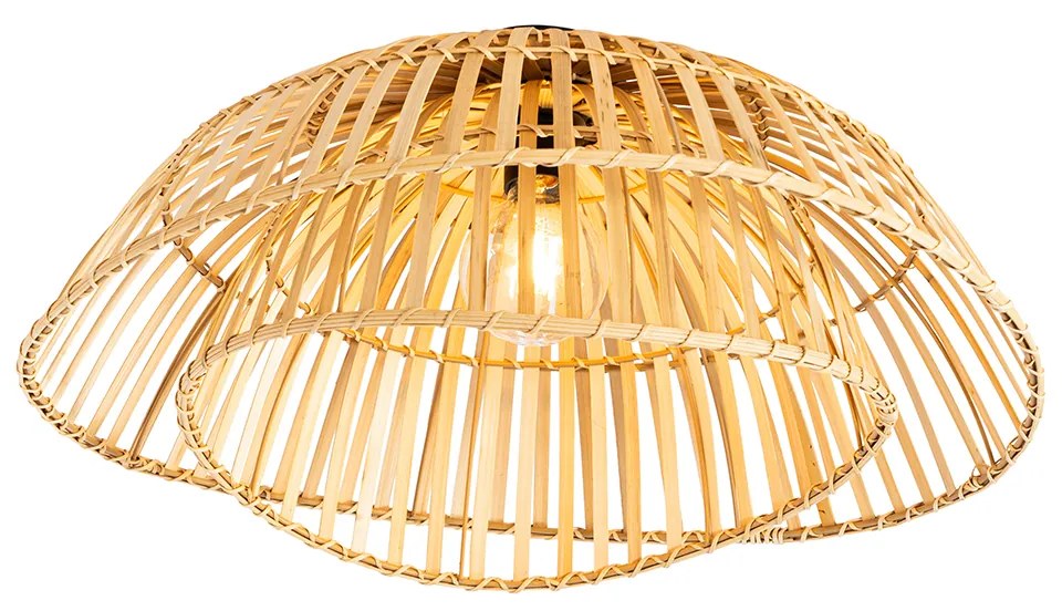 Oosterse plafondlamp zwart met naturel bamboe 62 cm - Pua