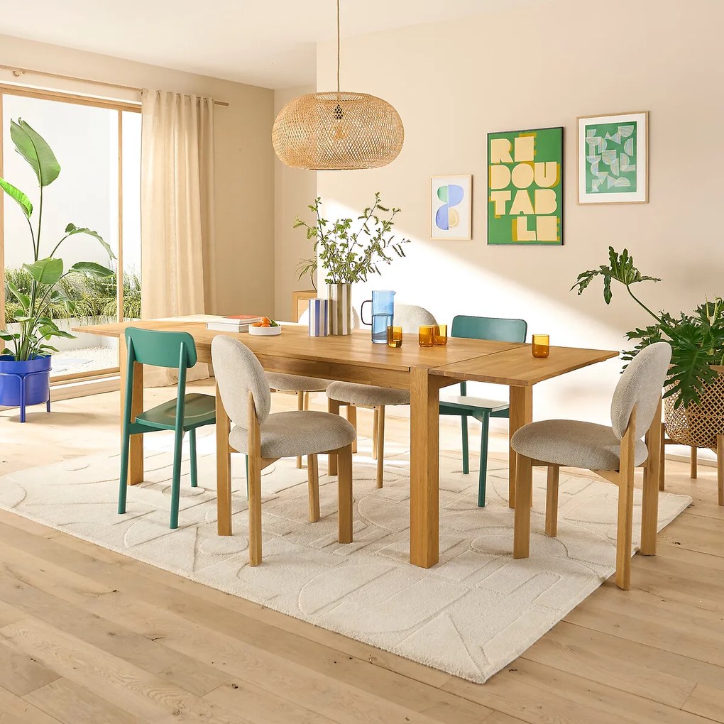 Tafel in eik, 2 verlengstukken, adelita