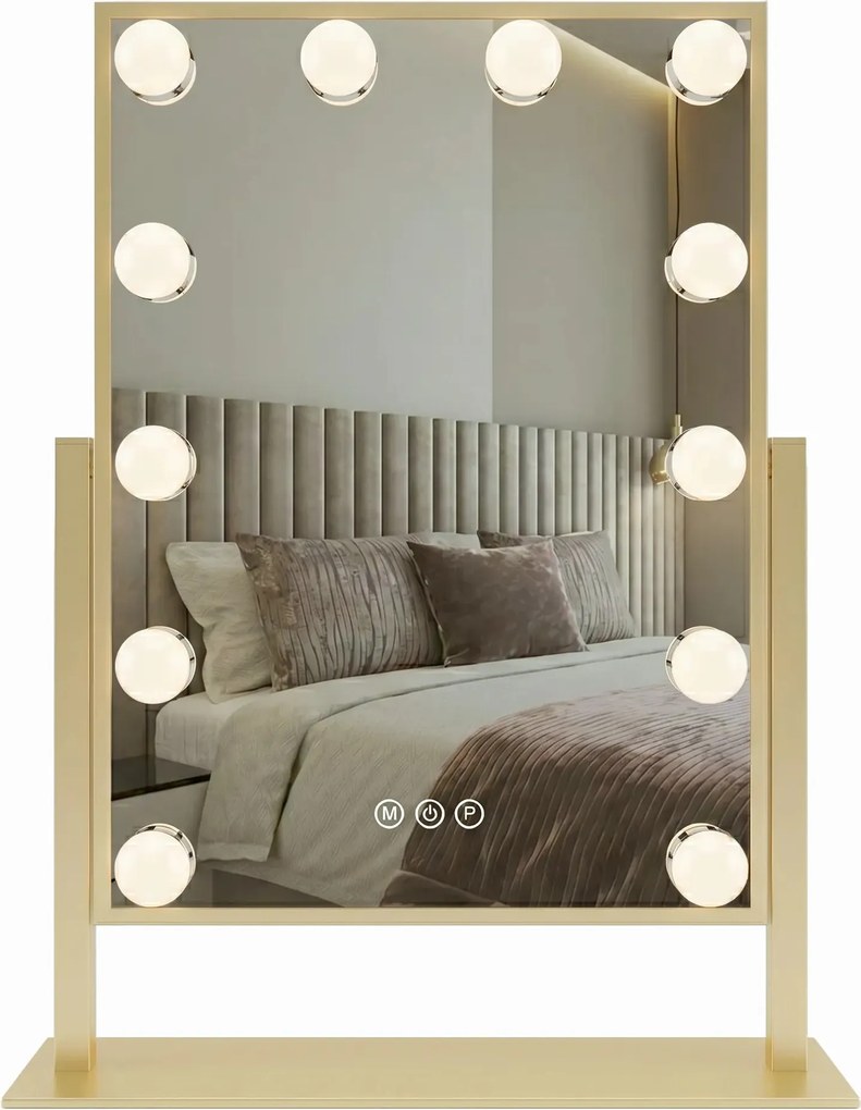 LED Spiegel HOLLYWOOD L.Gold 30x40