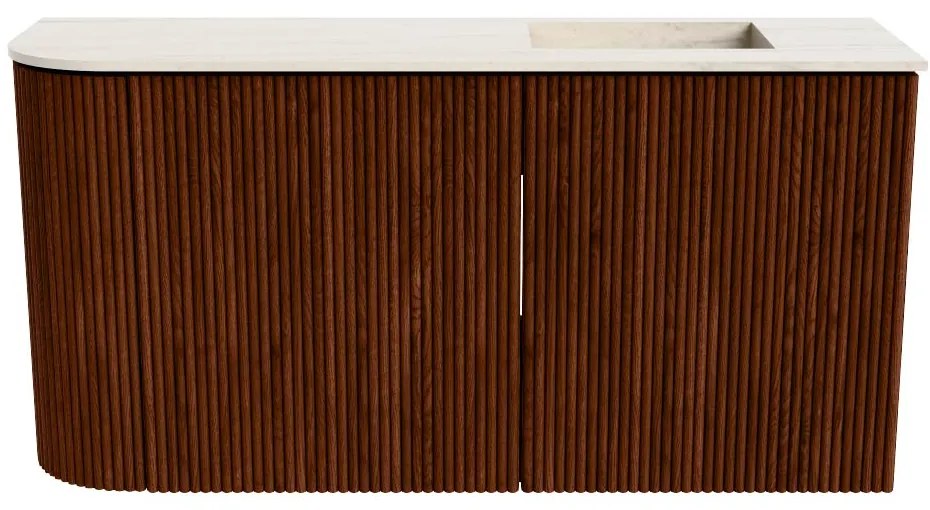 Mondiaz Joya DLux 80cm toiletmeubel ronding links ruby met wastafel faye rechts zonder kraangat meli