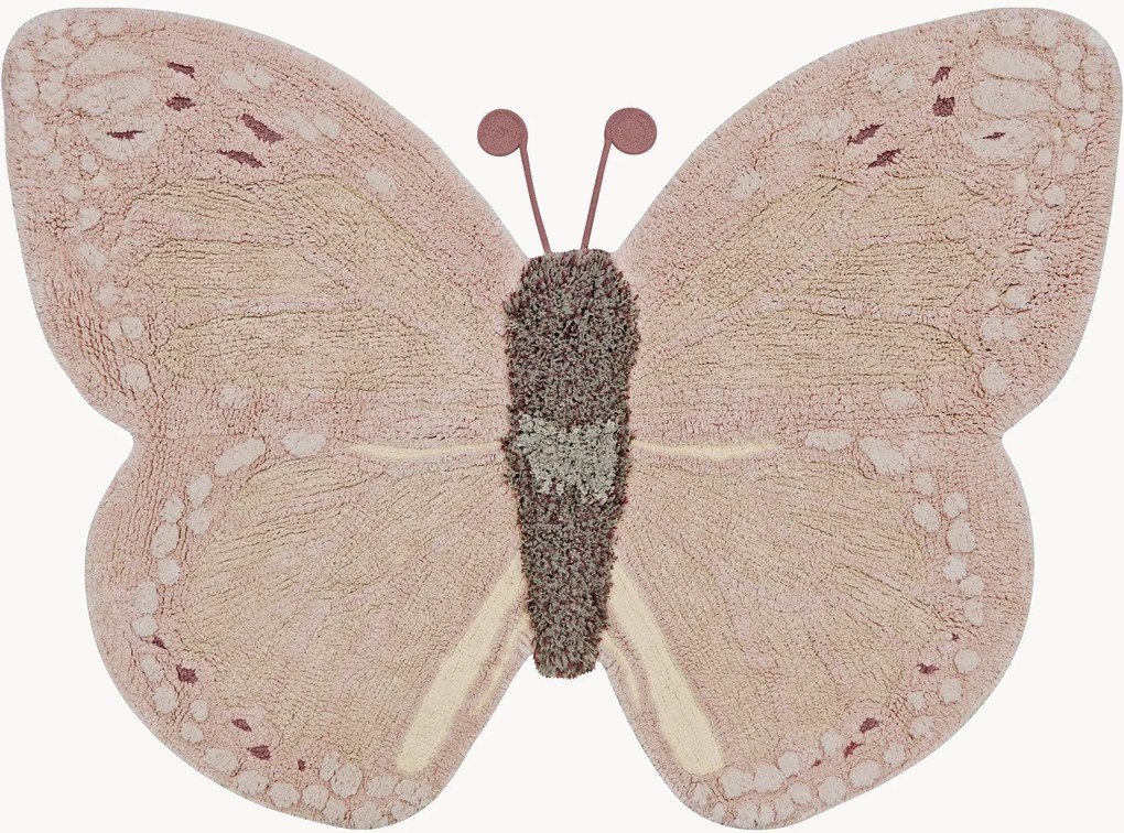 Handgeweven kindervloerkleed Baby Butterfly, wasbaar