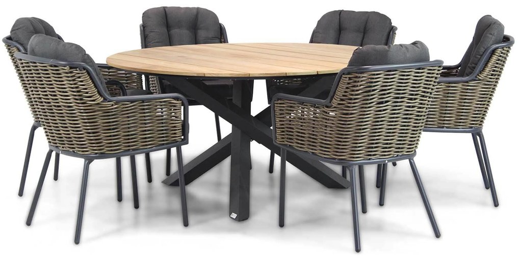 Tuinset Rond 6 personen 150 cm Wicker Grijs Santika Furniture Santika