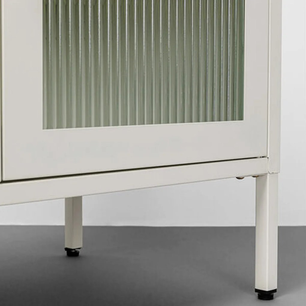 Tv-meubel Met Ribbelglas Off White - 120x40x60cm.