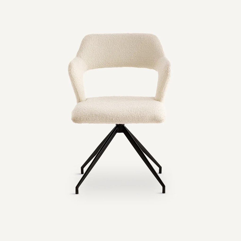 Draaiende tafelfauteuil, bouclé stof, Asyar