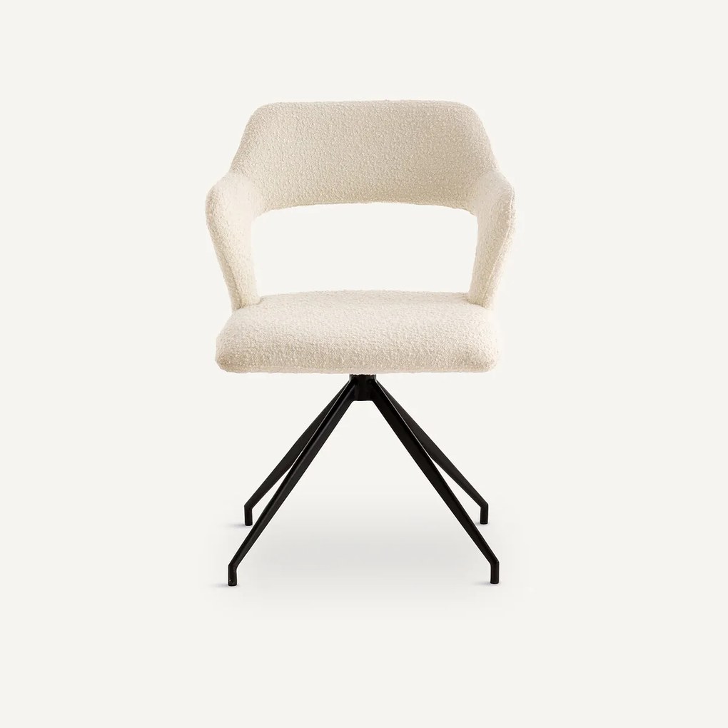 Draaiende tafelfauteuil, bouclette, Asyar