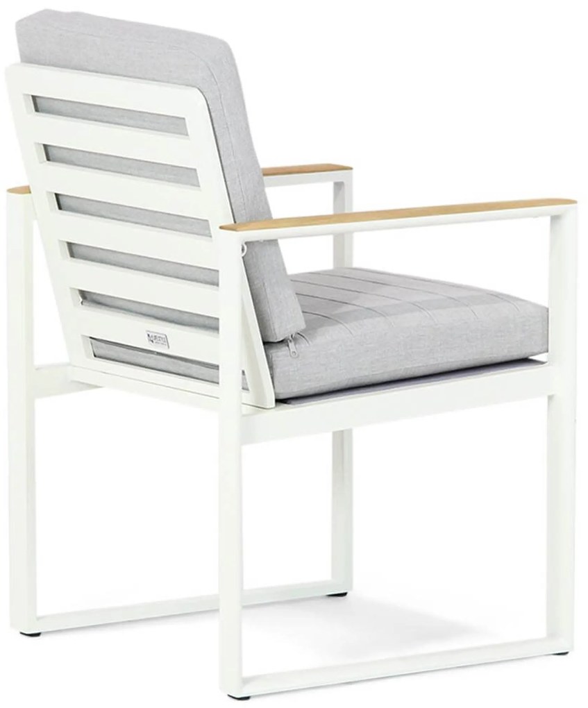 Tuinstoel Aluminium/teak Wit Santika Soray  met teak armleuning white