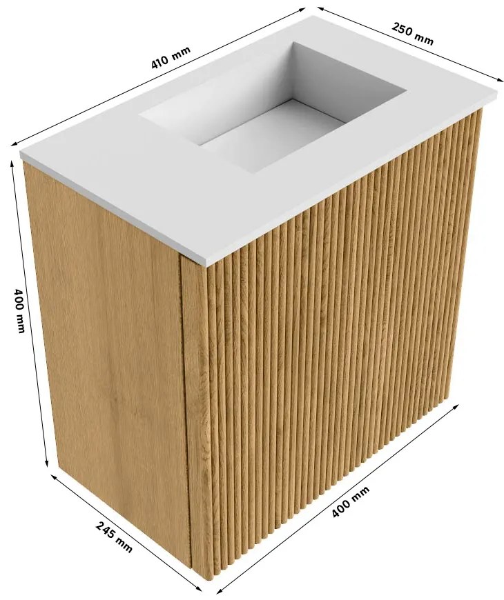 Mondiaz Joya DLux 40cm toiletmeubel walnut met wastafel faye rechts 1 kraangat meli