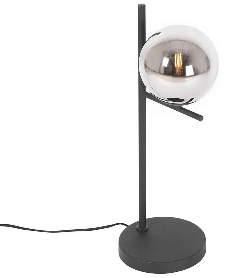 Art Deco tafellamp zwart en smoke glas - Flore